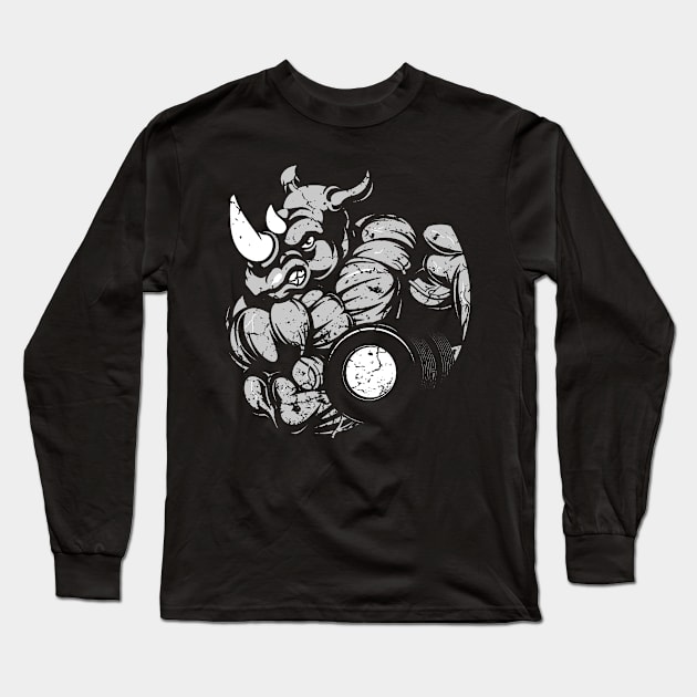 Bodybuilding Rhino Long Sleeve T-Shirt by Mila46